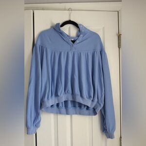 aerie Light Blue Snap-Front Pullover Hoodie